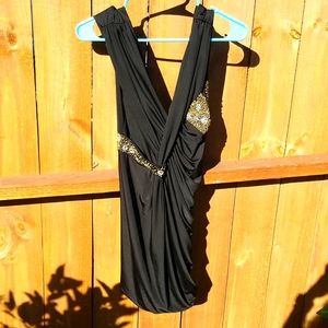 Black with gold sequenced party ready dress